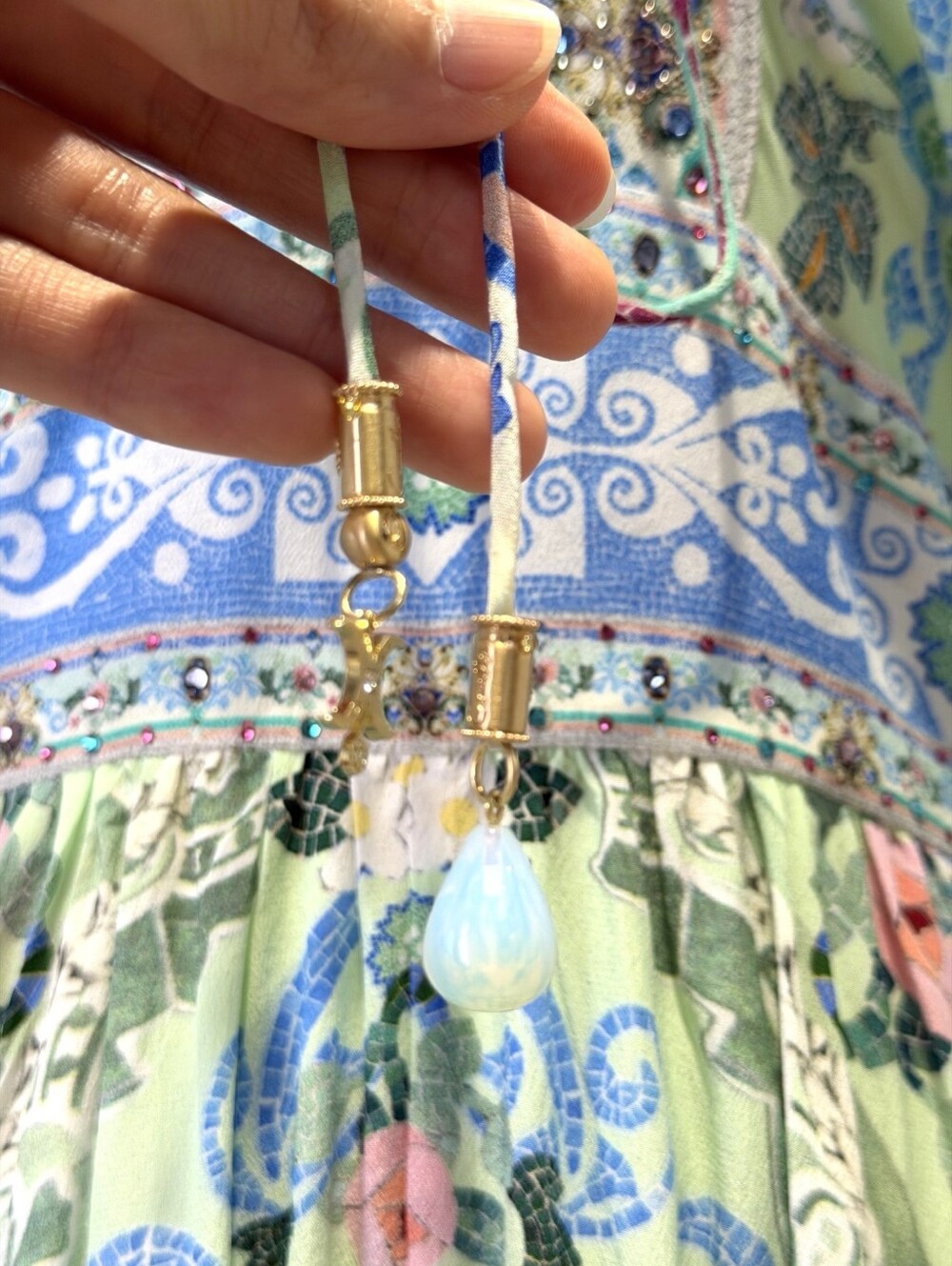 Camilla lace up front long dress In Midsummer mosaics - Picture 13 of 13